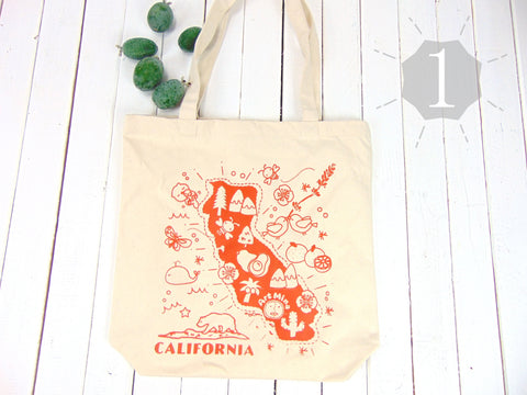 Medium Canvas Tote Bag "California Map"