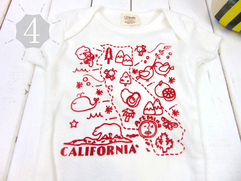 4: Organic Baby Onesie "California Map" $20