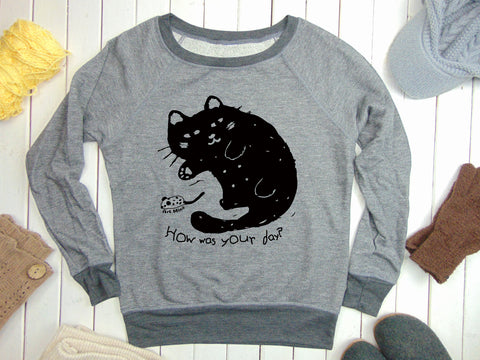 Black cat sweat sweater