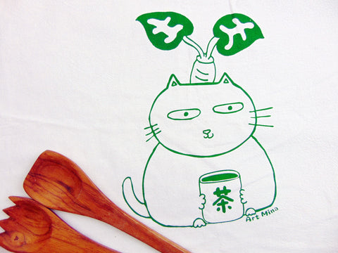 taro cat tea towel