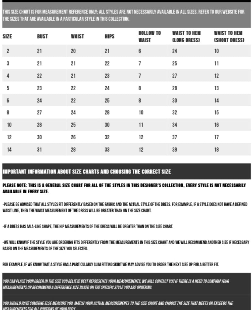 Sherri Hill Size Chart | sites.unimi.it