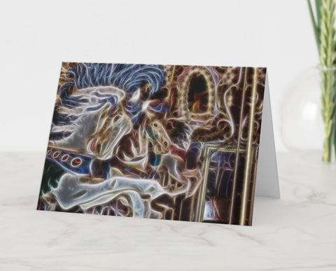 Ghost Carousel Horses Greeting Card Seattle 