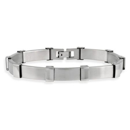 Stainless Steel Rectangle Men's Link Bracelet with Clasp