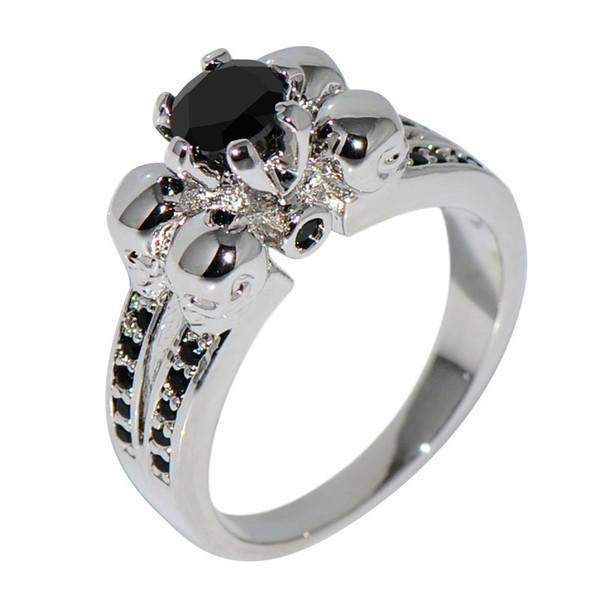 Ladies Skulls Engagement Wedding Ring Cubic Zircon