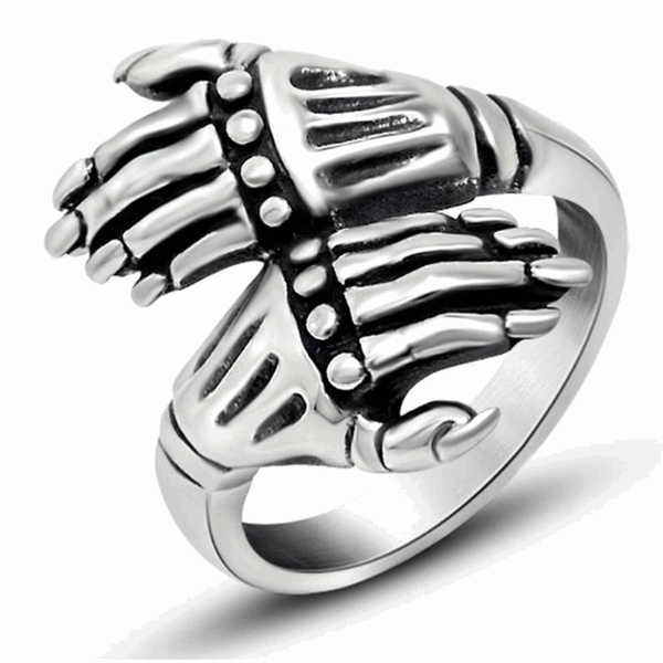 Skeleton Hand Skull Ring