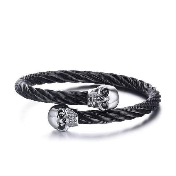 Steel Skull Cable Bracelet