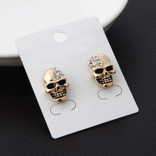 Stone Head Gold Plated Earrings