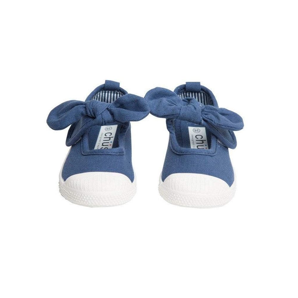 Chus Athena Girl's Bow Canvas Shoe Navy - Babysupermarket