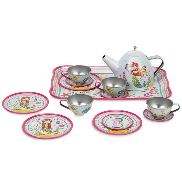 mermaid tin tea set