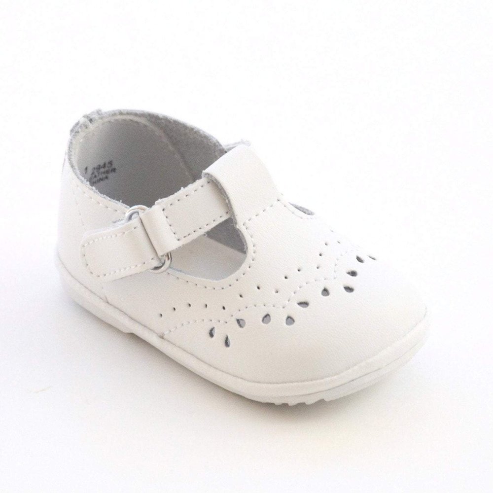 L'Amour Angel Birdie T-Strap Baby or Toddler Girls Walking Shoe White