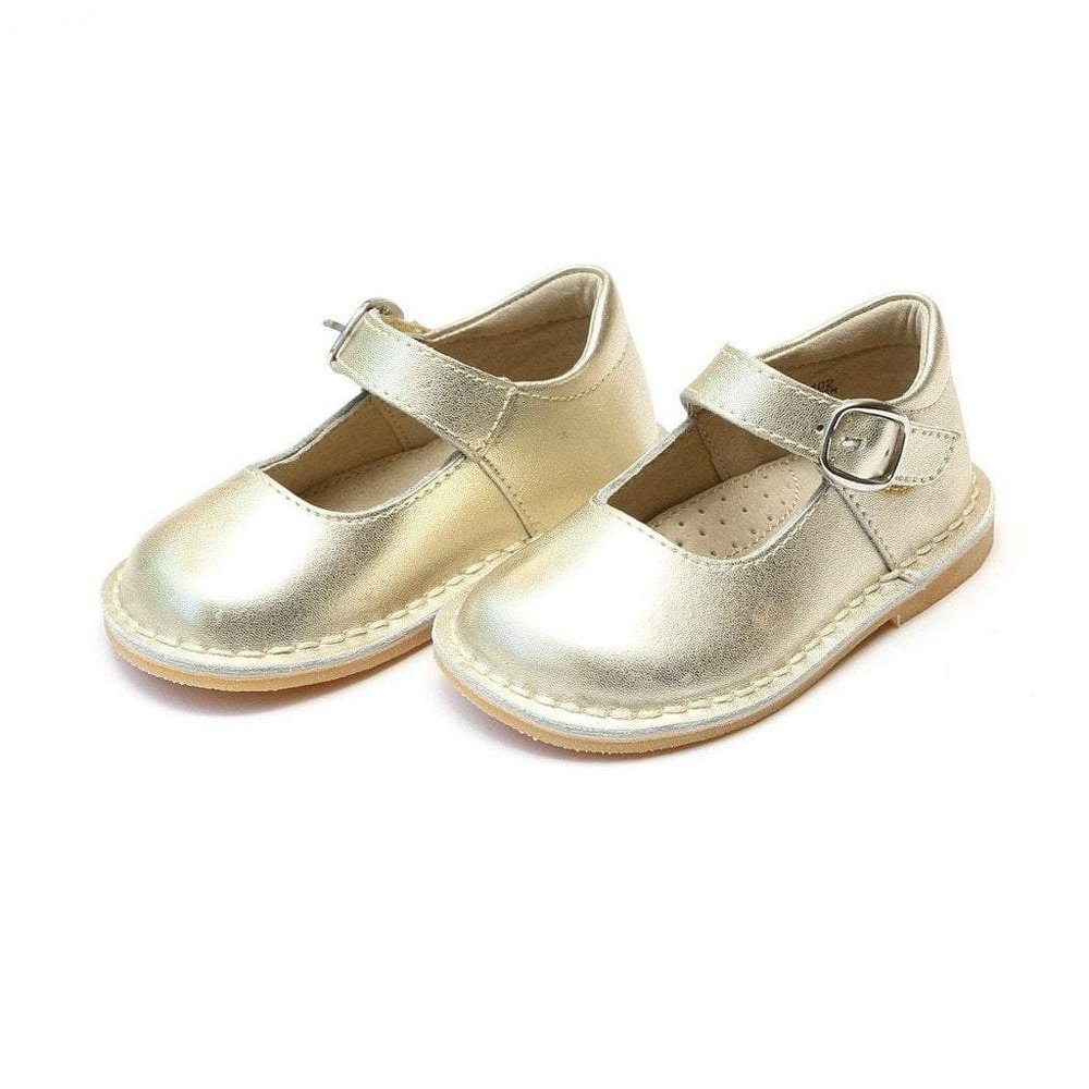 gold mary jane baby shoes