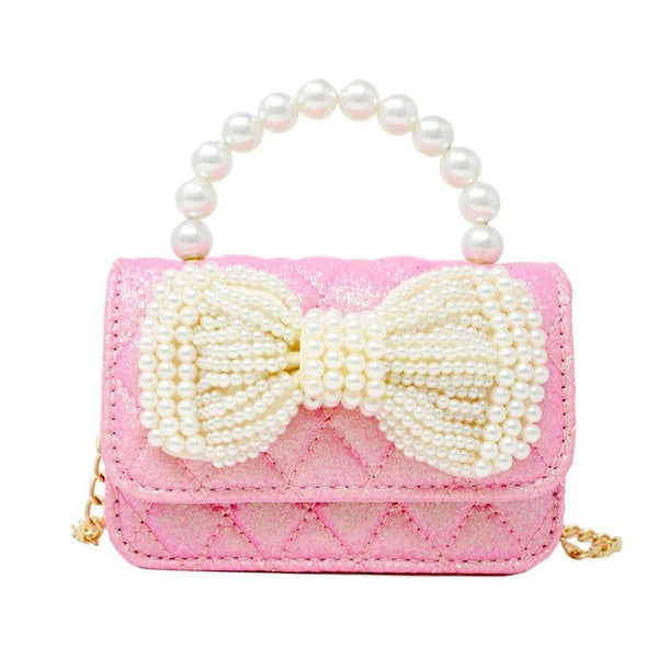 Zomi Gems + Tiny Treats Pearl Handle Bow Bag - Babysupermarket
