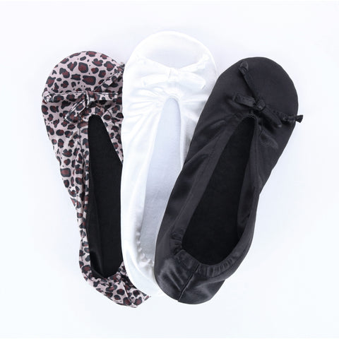 CTM® Women's Satin Ballerina Slipper House Shoe