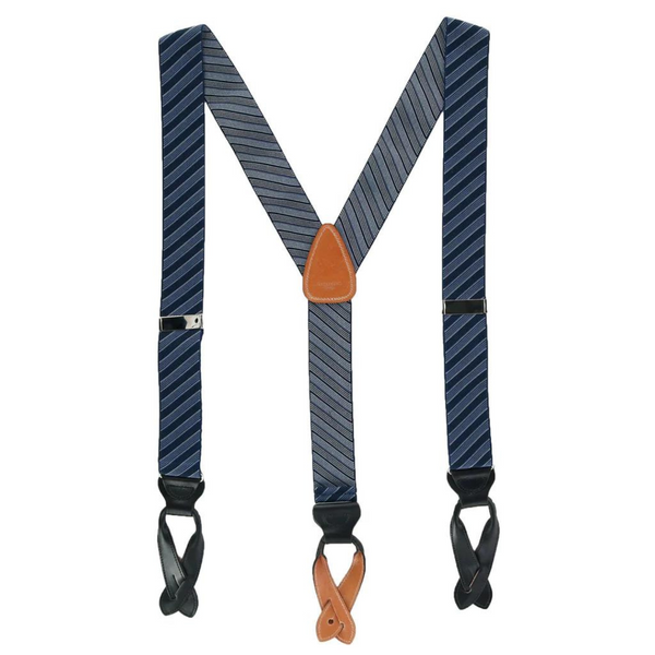 CrookhornDavis Men's Park Avenue Diagonal Stripe Button End Elastic Braces