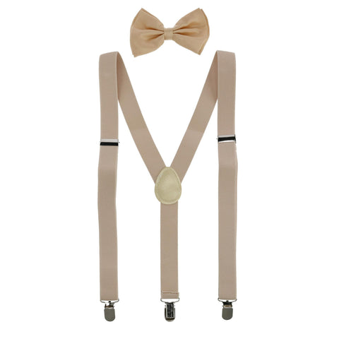 CTM® Men's Solid Fashion Color Bow Tie and Suspender Set