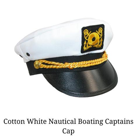 Cotton White Nautical Boating Captains Cap