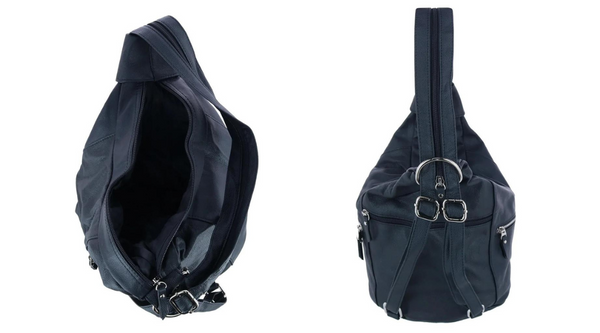Leather Sling Strap Backpack features