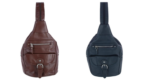 Women's Leather Sling Strap Backpack in two colors