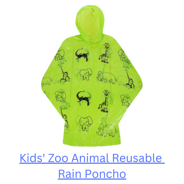 Kids' Zoo Animal Reusable Rain Poncho