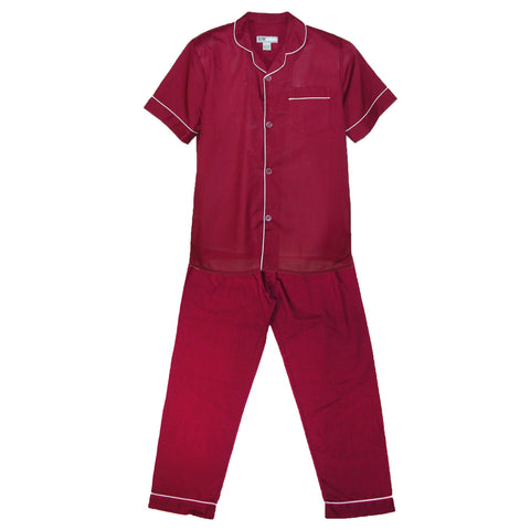 Ten West Apparel Men's Short Sleeve Long Leg Solid Pajama Set
