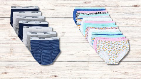 Fruit of the Loom girl's and boy's multi-pack brief undergarments