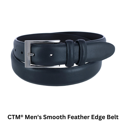 CTM® Men's Smooth Feather Edge Belt