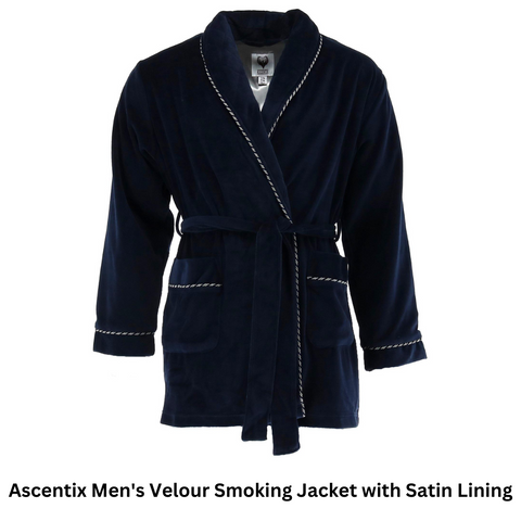 Ascentix Men's Velour Smoking Jacket with Satin Lining