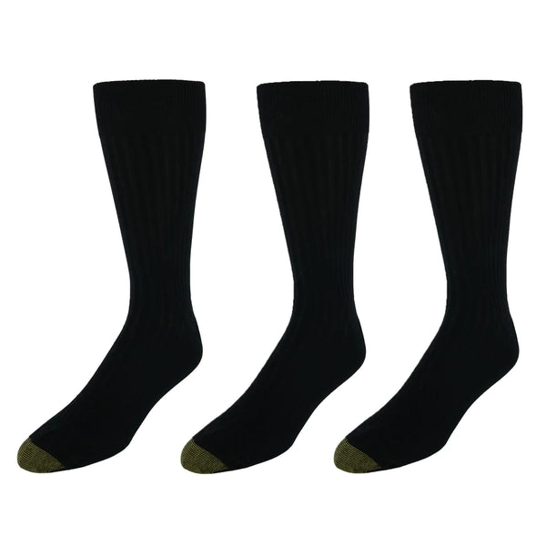 Gold Toe Men's Cotton Moisture Control Canterbury Crew Dress Socks (3 Pair Pack)