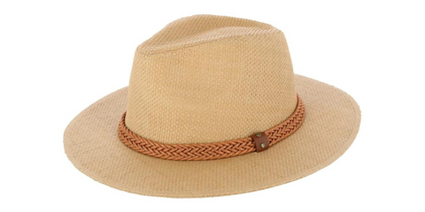 Epoch Hats Company Women's Panama Straw Fedora Hat with Faux Leather Band