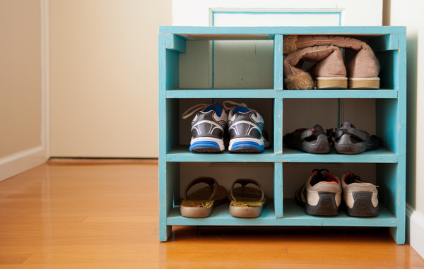 shoes in cubbies