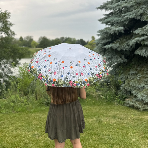 Woman with floral umbrella