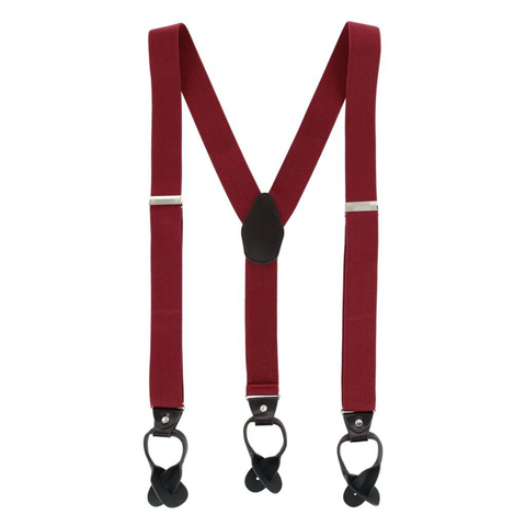 CTM® Men's 1.375 Inch Wide Solid Color Y-Back Button-End Suspenders