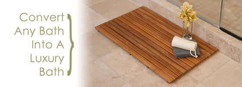 Mccollom Teak Rectangle Teak & Wood Reversible Shower Mat Highland Dunes