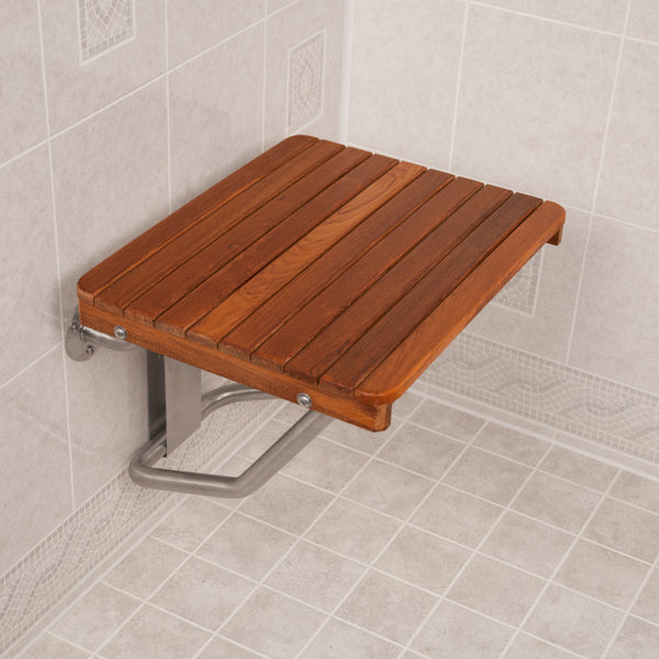 Floating Fold Down Teak Shower Bench Seat | Teakworks4u