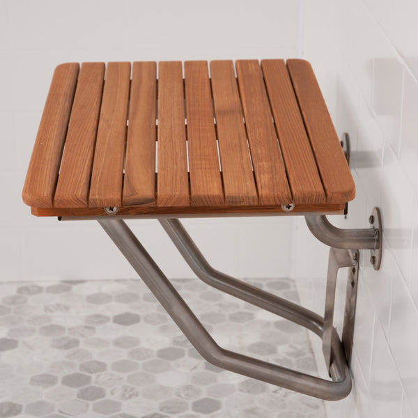 Spa™ Teak Shower Bench with Shelf - Safety and Style For The