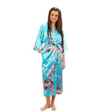 Brand  Black Women Silk Kimono Robes Long Sexy Nightgown Vintage Printed Night Gown Flower Plus Size S M L XL XXL XXXL A-045 - Fab Getup Shop