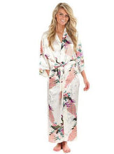 Brand  Black Women Silk Kimono Robes Long Sexy Nightgown Vintage Printed Night Gown Flower Plus Size S M L XL XXL XXXL A-045 - Fab Getup Shop