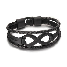 Silver plated Infinity Bracelet Bangle Genuine Leather Hand Chain Buckle friendship men women bracelet - Fab Getup Shop