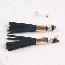 Vintage Triangle Tassel Drop Earrings Faux Suede Fabric Long Dangle Earrings for Women 2A3006 - Fab Getup Shop