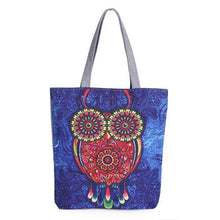 Floral And Owl Printed Canvas Tote Female Casual Beach Bags Large Capacity Women Single Shopping Bag Daily Use Canvas Handbags - Fab Getup Shop