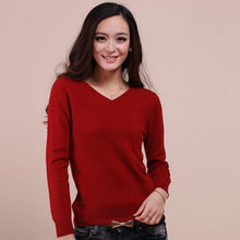 Sparsil Women Autumn Winter Cashmere Blend Sweater V-Neck Pullovers Long Sleeve Jumpers Womens Knitted Sweaters16 Colors S-XXL - Fab Getup Shop