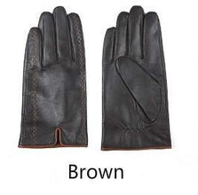 Gours Winter Men's Genuine Leather Gloves  New Brand Touch Screen Gloves Fashion Warm Black Gloves Goatskin Mittens GSM012 - Fab Getup Shop