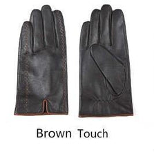 Gours Winter Men's Genuine Leather Gloves  New Brand Touch Screen Gloves Fashion Warm Black Gloves Goatskin Mittens GSM012 - Fab Getup Shop