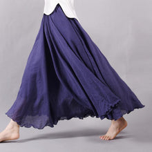 Women Linen Cotton Long Skirts Elastic Waist Pleated Maxi Skirts Beach Boho Vintage Summer Skirts Faldas Saia - Fab Getup Shop