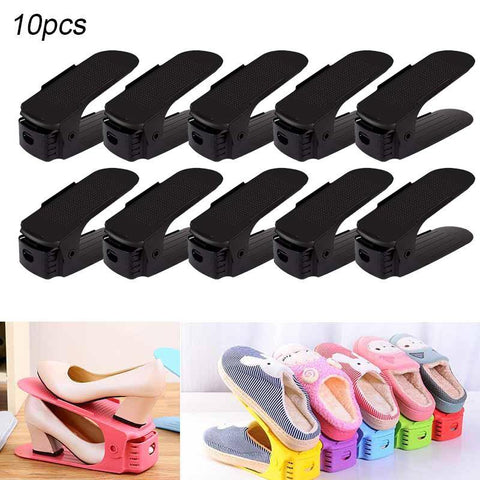 10pcs Durable Adjustable Shoe Organizer Footwear Support Slot Space Saving Cabinet Closet Stand Shoes Storage Rack Shoebox - Fab Getup Shop