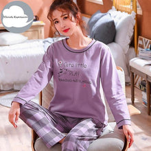 Winter Sleep Lounge Pajama Long Sleeve Top + Long Pant Woman Pajama Set Cartoon Pajamas Cotton - Fab Getup Shop