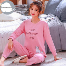 Winter Sleep Lounge Pajama Long Sleeve Top + Long Pant Woman Pajama Set Cartoon Pajamas Cotton - Fab Getup Shop