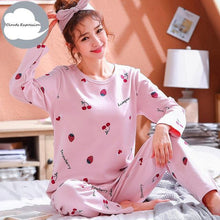 Winter Sleep Lounge Pajama Long Sleeve Top + Long Pant Woman Pajama Set Cartoon Pajamas Cotton - Fab Getup Shop