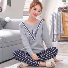 Winter Sleep Lounge Pajama Long Sleeve Top + Long Pant Woman Pajama Set Cartoon Pajamas Cotton - Fab Getup Shop