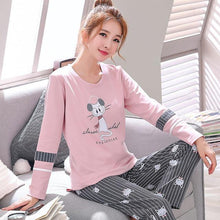 Winter Sleep Lounge Pajama Long Sleeve Top + Long Pant Woman Pajama Set Cartoon Pajamas Cotton - Fab Getup Shop